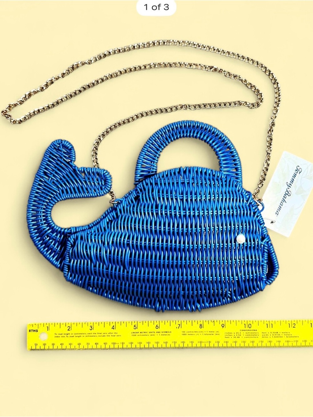 Tommy Bahama Blue Whale Woven Crossbody Bag with Gold Chain